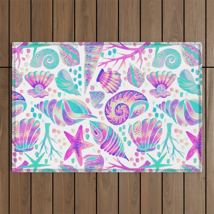 Painted Seashells - Periwinkle & Mint Outdoor Rug Gallery Image 1