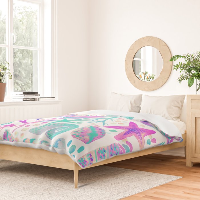 Painted Seashells - Periwinkle & Mint Duvet Cover Gallery Image 2