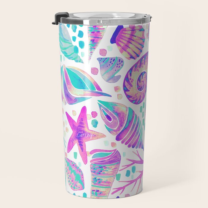 Painted Seashells - Periwinkle & Mint Travel Mug Gallery Image 3