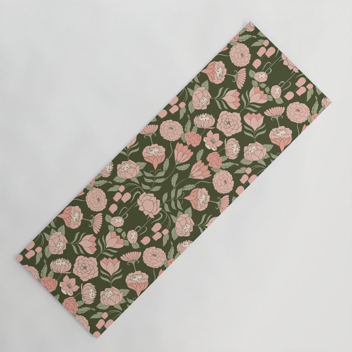 Mystery Garden Victorian Green Floral Faces Yoga Mat Gallery Image 1