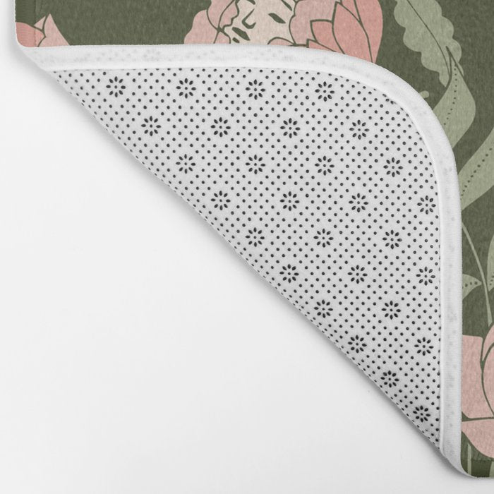 Mystery Garden Victorian Green Floral Faces Bath Mat Gallery Image 2