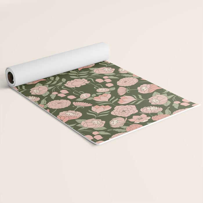 Mystery Garden Victorian Green Floral Faces Yoga Mat Gallery Image 2