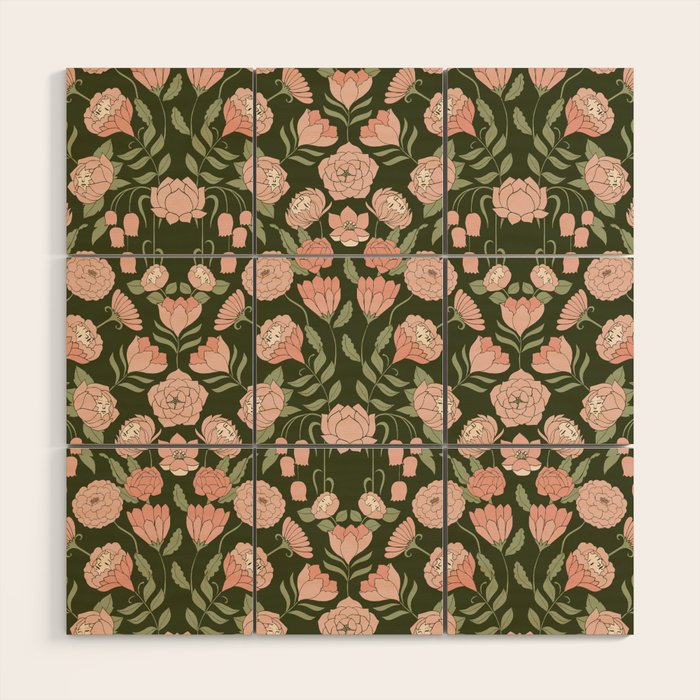 Mystery Garden Victorian Green Floral Faces Wood Wall Art Gallery Image 1