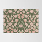 Mystery Garden Victorian Green Floral Faces Rug Gallery Image 2