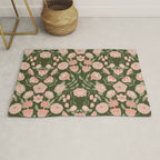 Mystery Garden Victorian Green Floral Faces Rug Gallery Image 1
