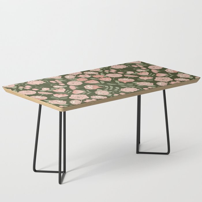 Mystery Garden Victorian Green Floral Faces Coffee Table Gallery Image 1