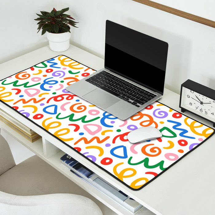 Colorful confetti art doodle pattern Desk Mat Gallery Image 2
