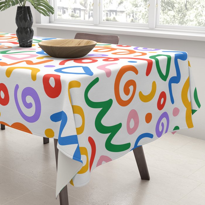 Colorful confetti art doodle pattern Tablecloth Gallery Image 3