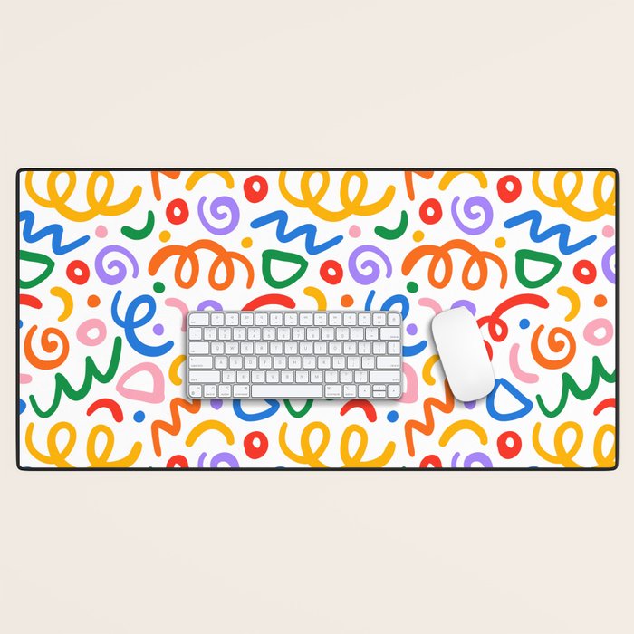 Colorful confetti art doodle pattern Desk Mat Gallery Image 1