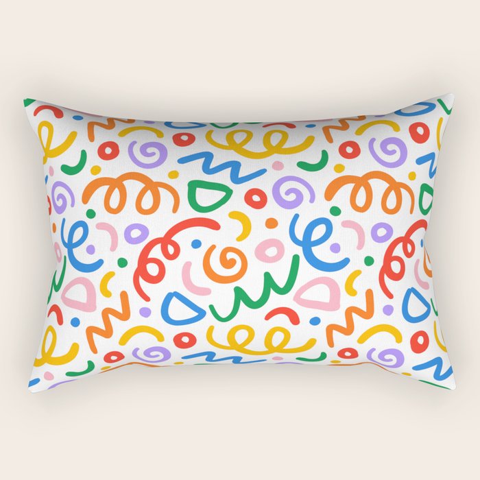 Colorful confetti art doodle pattern Rectangular Pillow Gallery Image 2