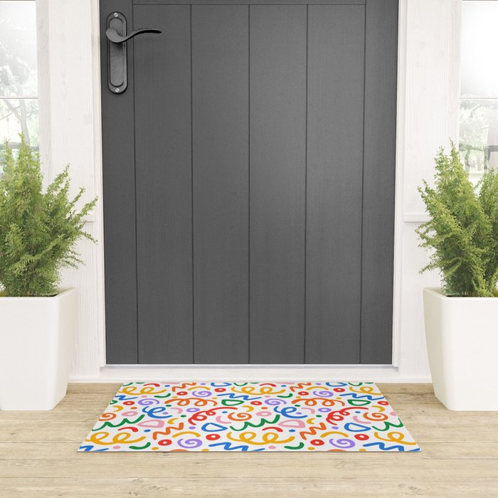 Colorful confetti art doodle pattern Welcome Mat Gallery Image 3