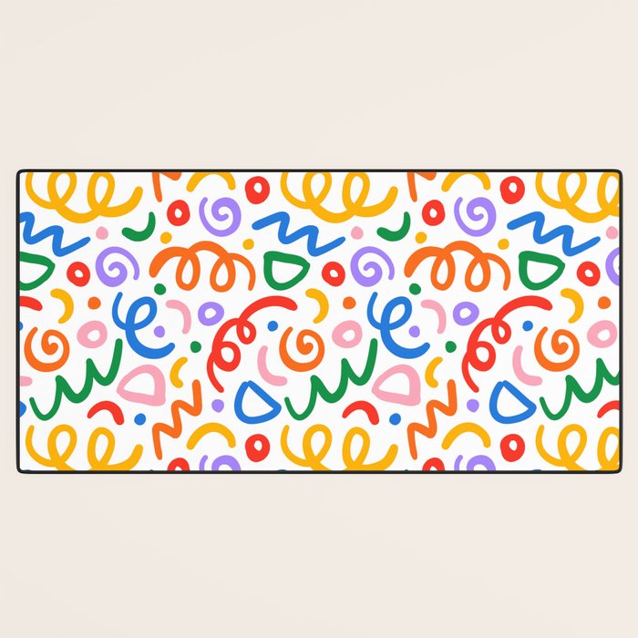 Colorful confetti art doodle pattern Desk Mat Gallery Image 3