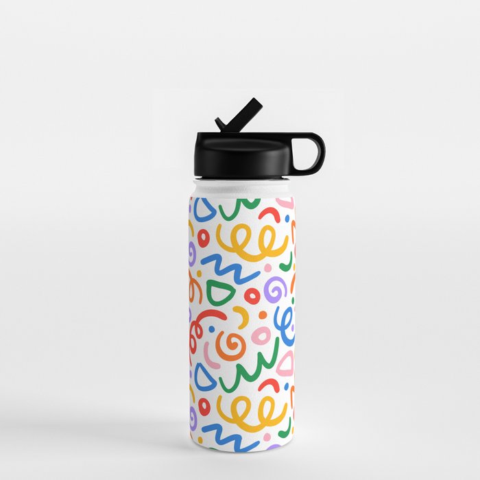 Colorful confetti art doodle pattern Water Bottle Gallery Image 1