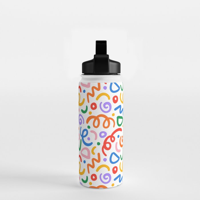 Colorful confetti art doodle pattern Water Bottle Gallery Image 2