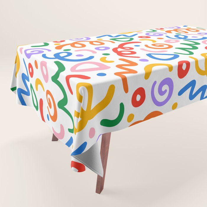 Colorful confetti art doodle pattern Tablecloth Gallery Image 1