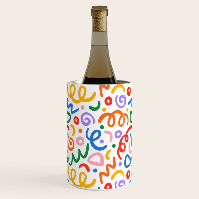 Colorful confetti art doodle pattern Wine Chiller Gallery Image 2