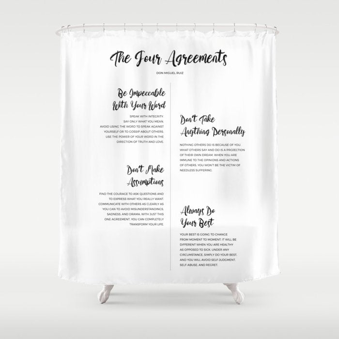 The Four Agreements Script Style Shower Curtain Gallery Image 1