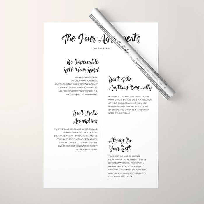 The Four Agreements Script Style Wrapping Paper Gallery Image 1