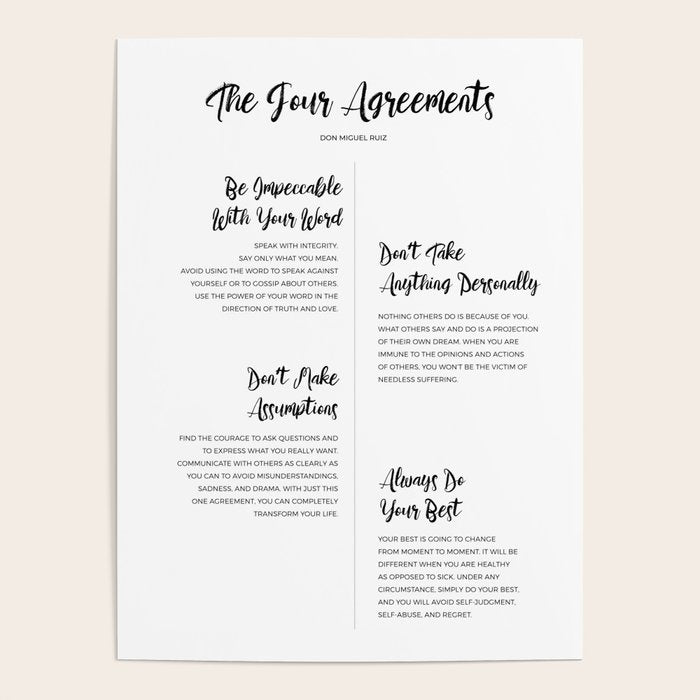The Four Agreements Script Style Poster Gallery Image 1