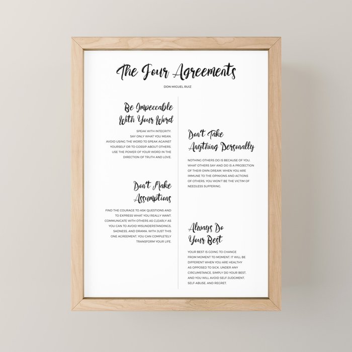 The Four Agreements Script Style Mini Art Print Gallery Image 1