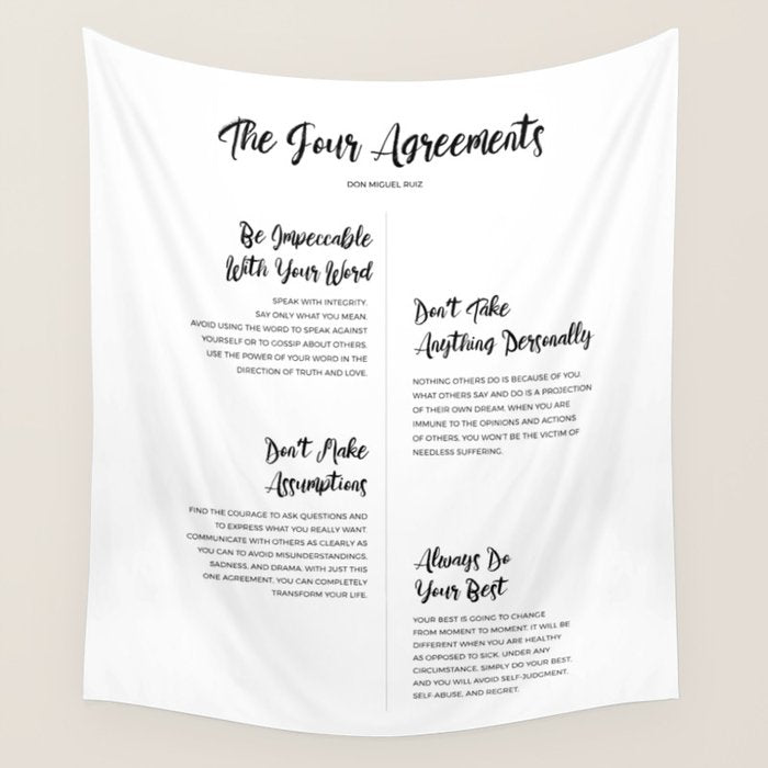 The Four Agreements Script Style Wall Tapestry Gallery Image 1