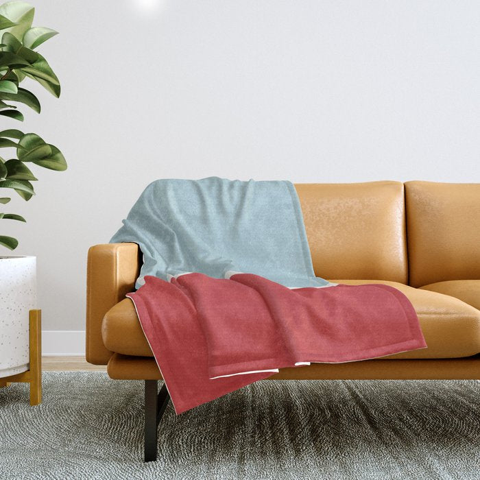 Color Block I Blue Red Throw Blanket Gallery Image 1