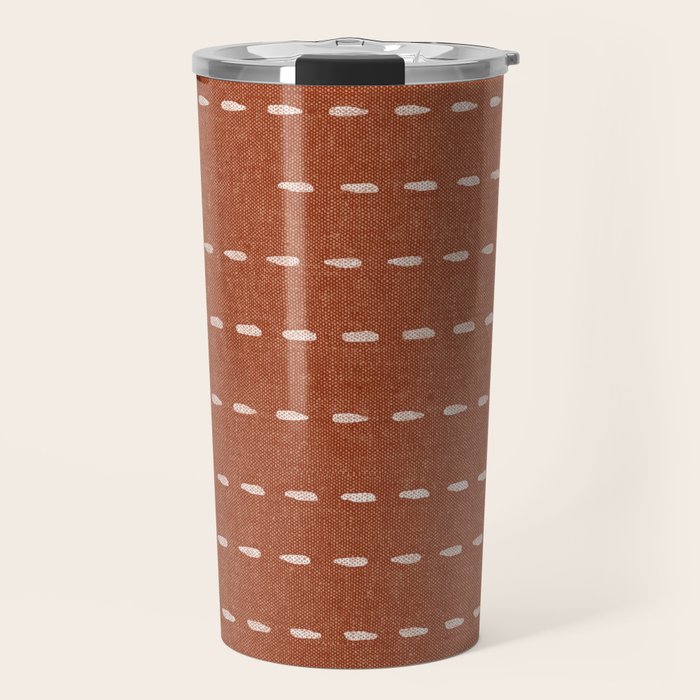 boho stitched stripes - ginger Travel Mug Gallery Image 1