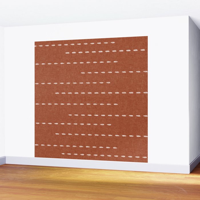 boho stitched stripes - ginger Wall Mural Gallery Image 2