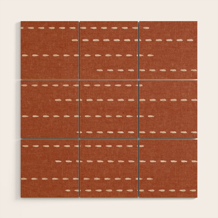 boho stitched stripes - ginger Wood Wall Art Gallery Image 1