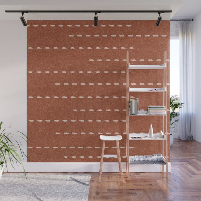 boho stitched stripes - ginger Wall Mural Gallery Image 1