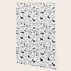 Black and White Dog Drawings | Cute Dog Breeds Pattern Wallpaper Gallery Image 2