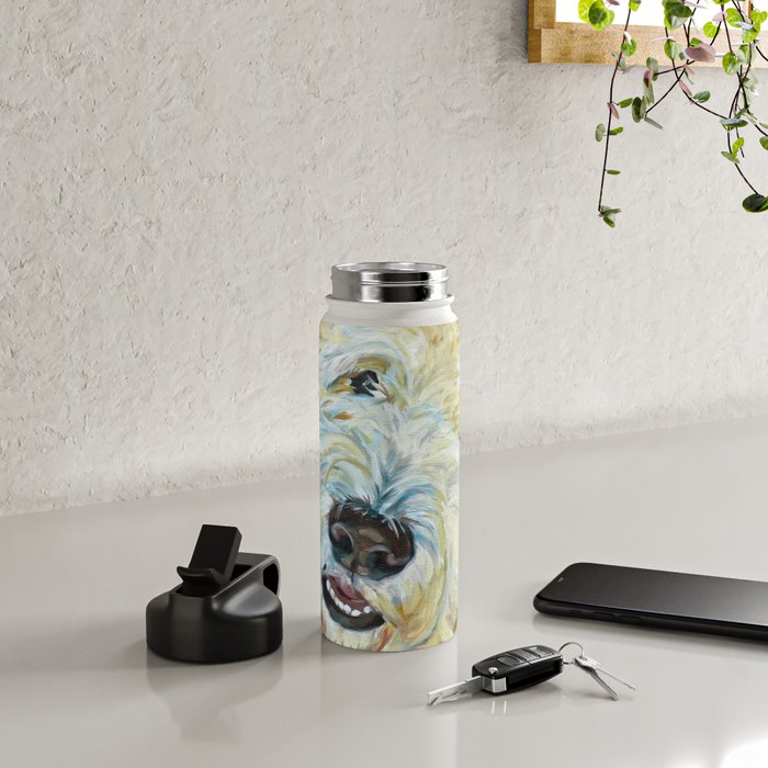 Stanley the Goldendoodle Dog Portrait Water Bottle Gallery Image 4
