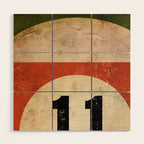Billiards Ball pool ball number 11 ball eleven numeral game room man cave art Wood Wall Art Gallery Image 1