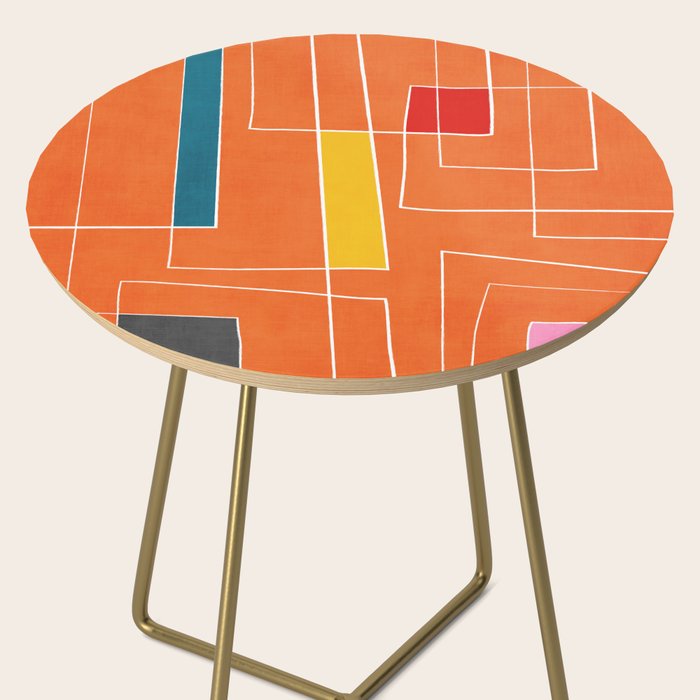 Orange Abstract Artwork Colorful Shapes Side Table Gallery Image 2