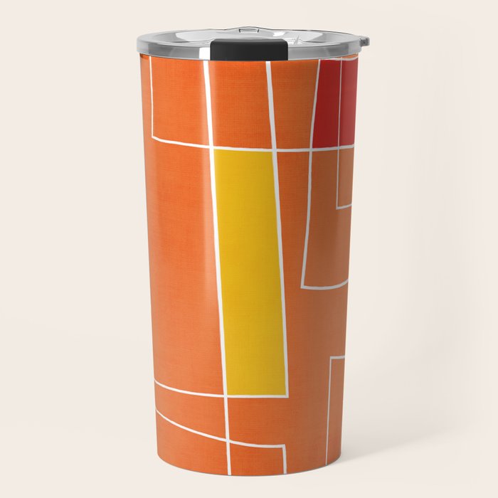 Orange Abstract Artwork Colorful Shapes Travel Mug Gallery Image 1
