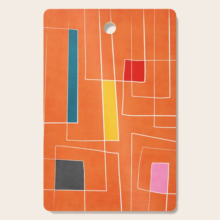 Orange Abstract Artwork Colorful Shapes Cutting Board Gallery Image 1