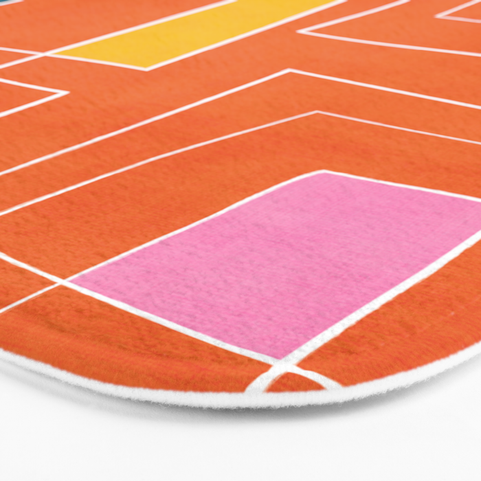 Orange Abstract Artwork Colorful Shapes Bath Mat Gallery Image 3