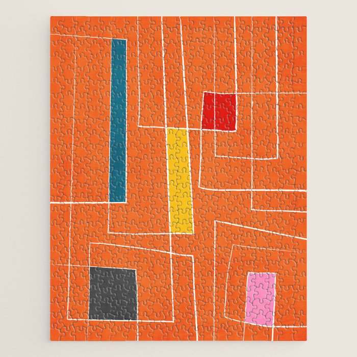 Orange Abstract Artwork Colorful Shapes Jigsaw Puzzle Gallery Image 1