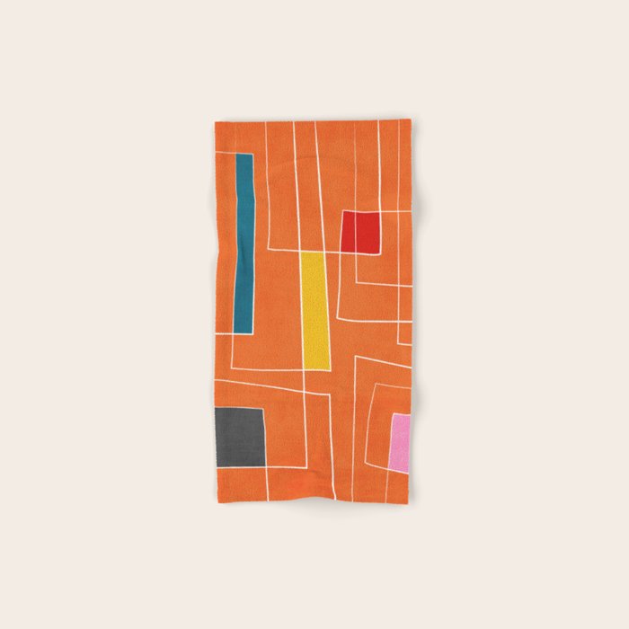 Orange Abstract Artwork Colorful Shapes Bath Towel Gallery Image 1