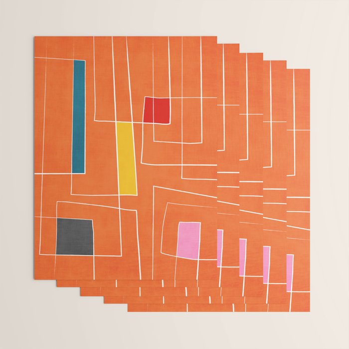 Orange Abstract Artwork Colorful Shapes Wrapping Paper Gallery Image 3