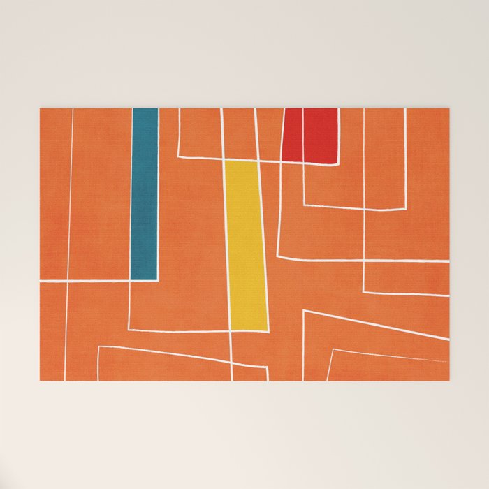 Orange Abstract Artwork Colorful Shapes Welcome Mat Gallery Image 1