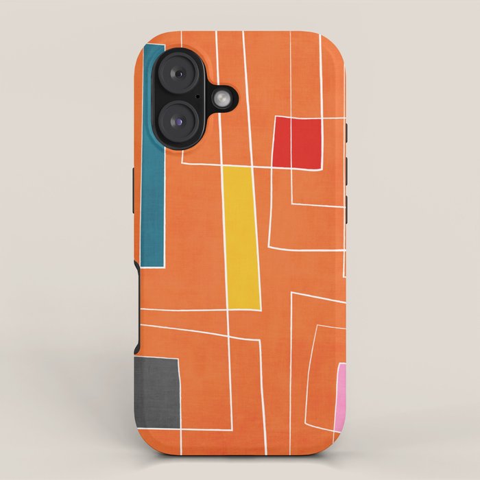 Orange Abstract Artwork Colorful Shapes iPhone Case Gallery Image 1