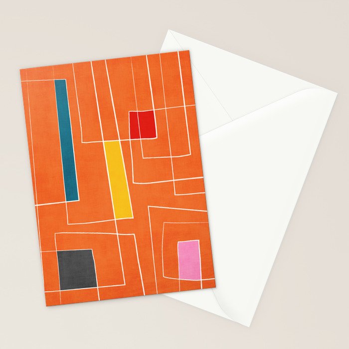 Orange Abstract Artwork Colorful Shapes Stationery Card Gallery Image 2