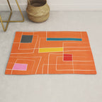 Orange Abstract Artwork Colorful Shapes Rug Gallery Image 1