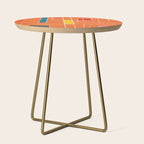 Orange Abstract Artwork Colorful Shapes Side Table Gallery Image 1
