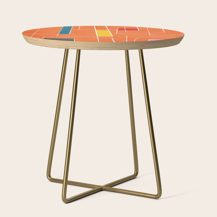 Orange Abstract Artwork Colorful Shapes Side Table Gallery Image 1