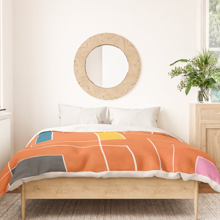 Orange Abstract Artwork Colorful Shapes Duvet Cover Gallery Image 3