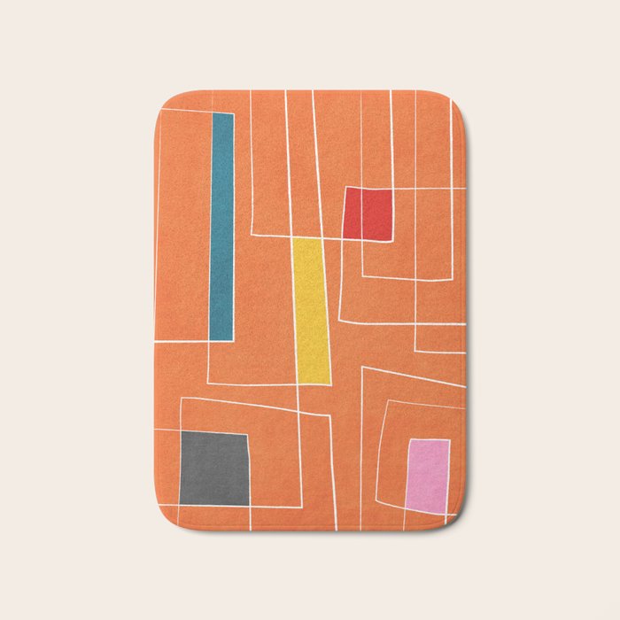 Orange Abstract Artwork Colorful Shapes Bath Mat Gallery Image 1
