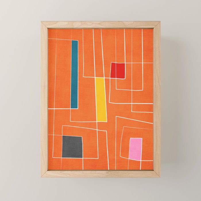 Orange Abstract Artwork Colorful Shapes Mini Art Print Gallery Image 1