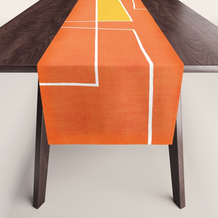 Orange Abstract Artwork Colorful Shapes Table Runner Gallery Image 1